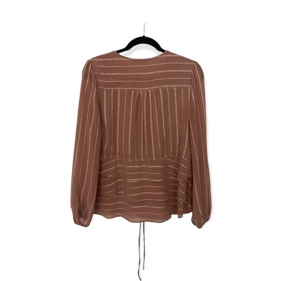 Entro Dusty Pink Ruffle Hem Blouse Long Sleeve Boho Top Size S - Picture 3 of 4